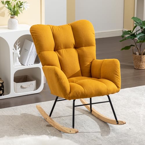 Weißer Schaukelstuhl Mid Century Stil Teddy-Stoff Gepolstert Hohe Rückenlehne Holzschaukelbeine Wohnzimmer Relaxstuhl Schlafzimmer Weißer Schaukelstuhl Mid Century Stil Teddy-Stoff Gepolstert Hohe Rückenlehne Holzschaukelbeine Wohnzimmer Relaxstuhl Schlafzimmer von Chronetix
