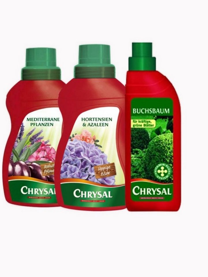 Chrysal Blumendünger Hortensien-Buchsbaum-Mediterrane Pflanzen Dünger Chrysal, Set, 3-St., 3 x 500 ml von Chrysal