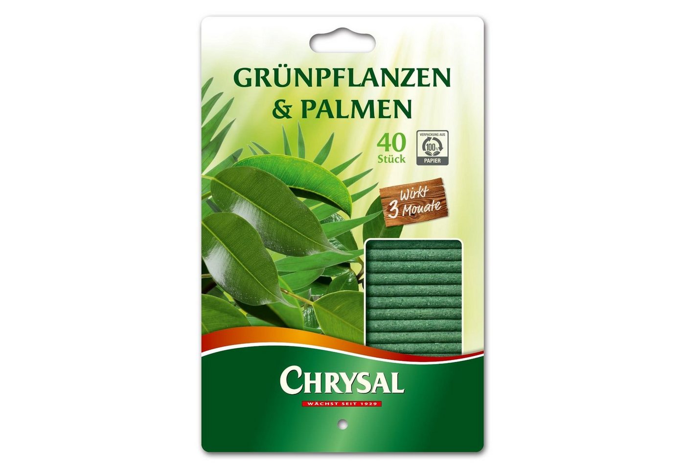 Chrysal Pflanzendünger Grünpflanzen & Palmen Düngestäbchen - 40 Stück von Chrysal