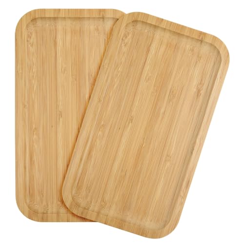 Chstarina 2 Stück Bambus Tablett, Serviertablett Holz, Holztablett Rechteckige 25x14x1.5cm, Bambustablett Dekotablett für Untersetzer Kaffee Tee Sukkulenten Klein Pflanze Chstarina 2 Stück Bambus Tablett, Serviertablett Holz, Holztablett Rechteckige 25x14x1.5cm, Bambustablett Dekotablett für Untersetzer Kaffee Tee Sukkulenten Klein Pflanze von Chstarina