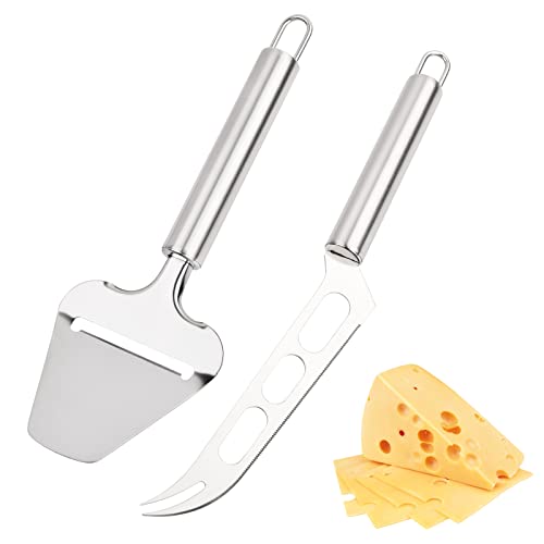 Chstarina 2 Stück Käsemesser Käsehobel, Edelstahl Käsemesser Set für Weichkäse, Schokolade, Pizza, Kuchen von Chstarina