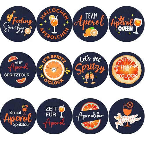 Chsukozic 12 Stück Aperol Untersetzer Filz Geschenk, Holy Aperol Merch Spritz Untersetzer Gläser Aperol Spritz Geschenkset mit Lustigen Coasters Aperol-Sprüchen für Tischdeko von Chsukozic
