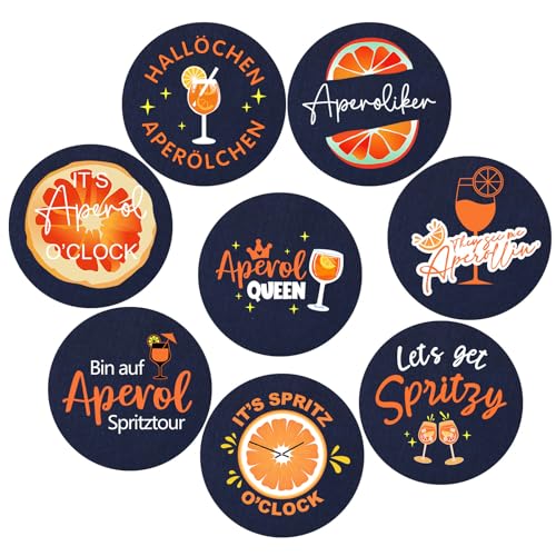 Chsukozic 8 Stück Aperol Untersetzer Filz Geschenk, Holy Aperol Merch Spritz Untersetzer Gläser Aperol Spritz Geschenkset mit Lustigen Coasters Aperol-Sprüchen für Tischdeko von Chsukozic