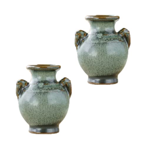 ChuShengQ Kleine Keramik-Blumenvasen – Schreibtisch-Mini-Blumenvase – Mikro-Landschafts-Vasen – geeignet als Dekoration für Zuhause und Büro, Geschenk #5, 2 Stück von ChuShengQ