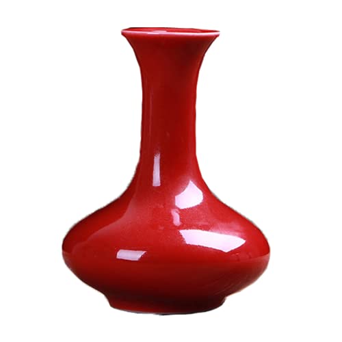 ChuShengQ Rote Mini-Vasen aus Keramik, Blumenvasen – für Büro, Schreibtisch, Blumenvase, Handwerk, Mikro-Landschafts-Vasen, Ornament für Zuhause, Büro, Desktop-Kunstvasen, Geschenk #2 von ChuShengQ