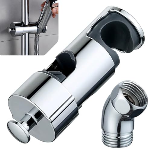 Duschkopfhalterung Ohne Bohren, Duschbrause Halterung Verstellbar, Duschkopfhalter zum Ersatz, Duschhalterung für Duschkopf, Duschkopf Halterung für 17-27 mm Duschstange mit 1 Handbrause Adapter 135° von Chuainxin
