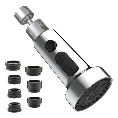 Wasserhahn Aufsatz Strahlregler 360° Drehbarer, Perlatoren für Wasserhähne Bad, Küche Wasserhahn Verlängerung Brausekopf, Verlangerung Luftsprudler, Wasserhahnverlängerung Schwenkbrause mit Adapter von Chuainxin