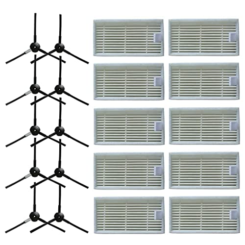 10 x Seitenbürste + 10 x Hepa-Filter für Lidl SilverCrest SSR 3000 A1 Roboterstaubsauger-Zubehör von Chuancheng