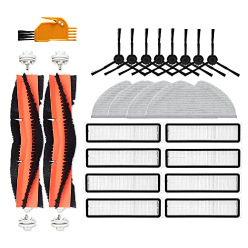 23 Stück Ersatzteile Zubehör für Dreame D9 D9 Max L10 Pro Roboter-Staubsauger, inklusive Hauptbürste, Seitenbürsten, HEPA-Filter, Wischtuch (schwarz) von Chuancheng