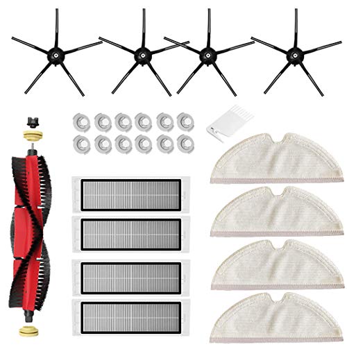 25 Stück Zubehör Ersatzteile Set für Xiaomi Roborock S5 MAX S6 Pure S6 MaxV S5 S6 S60 S65 E2 E4 Staubsauger-Zubehör, Enthalten Wischtücher Mop HEPA Filter Seitenbürste Hauptbürste Wasserfilter von Chuancheng