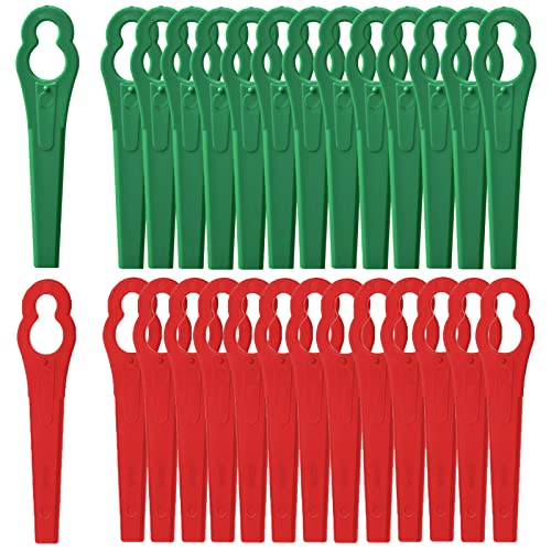 Chuancheng 200 Stück Trimmer-Kunststoff-Klingenschneider für Einhell Grasklingenschneider, Rasenmäher, schnurlose Rasenmäher, Ersatzklingen, Schneidwerkzeug, 83 mm (100 Stück rot + 100 Stück grün) von Chuancheng