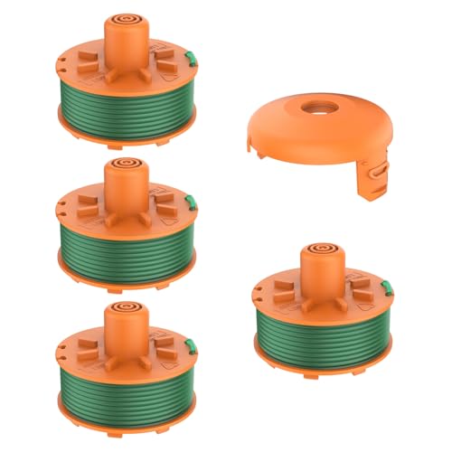 Chuancheng 5 Pack Weed Eater String Spool Schnurzubehör für Gardena Turbo Trimmer smallCut (Art.-Nr. 2402 & 2404) Rasentrimmer, Ersatzteile 4 Spulen, 1 Spulenkappen von Chuancheng