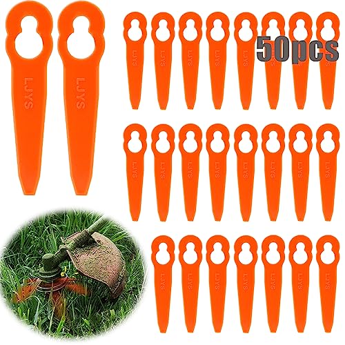 Chuancheng 50 Stück Kunststoff Rasenmähermesser für STIHL Polycut 2-2 FSA 45 Rasenmäher, Terrasse, Rasenmäher, Trimmer, Ersatzmesser von Chuancheng