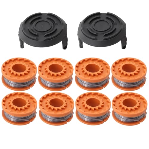 8 Rasentrimmerfaden + 2 Abdeckungen, Ersatzspulenschnur für McGregor MCT1825 MCT2X1825 18 V Rasentrimmer, Rasenmäher-Teile (2,5 m, 1,5 mm Schnur) von Chuancheng