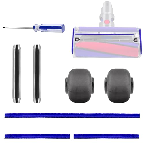 Chuancheng Weiche Plüschstreifen + Achsen + Rollen + Schraubendreher für Dyson V6 V7 V8 V10 V11 Soft Roller Head Staubsauger Zubehör Kit Ersatzteile von Chuancheng