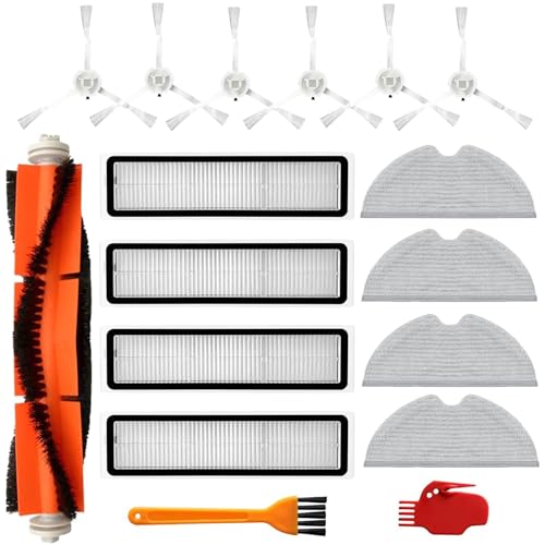 17-teiliges Set für Dreame D9/D9 Max/D9 Pro/L10 Pro Roboterstaubsauger, 1 Hauptbürste, 6 Seitenbürsten, 4 HEPA-Filter, 4 Wischtücher, 2 Reinigungszubehör von Chuancheng