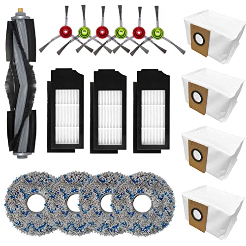 Ersatz-Zubehör-Set für Ecovacs Deebot X1 Turbo/OMNI Roboter-Staubsaugerteile, 1 Hauptbürste, 6 Seitenbürsten, 3 Hepa-Filter, 4 Wischtuch, 4 Staubbeutel von Chuancheng