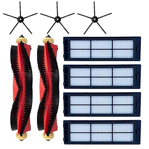 Hauptbürste Filter Zubehör für Xiaomi Roborock S6 Maxv S5 Max S6 S5 S6 Pure Staubsauger, Ersatzteile 2 Hauptbürste 4 Hepa Filter 3 Seitenbürste (Schwarz) von Chuancheng