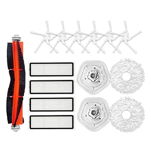 Chuancheng 15Pcs Zubehör-Kit Ersatz für Xiaomi Dreame W10/ W10 Pro Roboter-Staubsauger, 1 Haupt-Rollenbürste, 6 Seitenbürsten, 4 Filter, 2 Wischpad, 2 Wischtuchhalter von Chuancheng