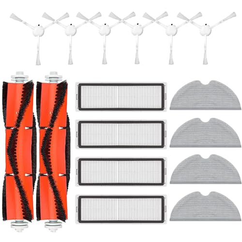 16 Stück Ersatzteil Zubehör Seitenrollenbürste Filter-Mop-Tuch-Set für Dreame F9 für Xiaomi Mijia 1C STYTJ01ZHM Reiniger, 2 Rollenbürsten, 6 Seitenbürsten, 4 Wischtücher, 4 Filter von Chuancheng