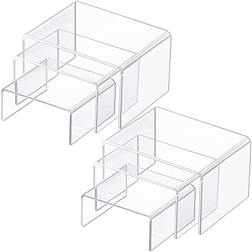 2 Sets Klare Acryl Display Risers, Schmuck Display Riser Shelf Showcase Leuchten (3 Größen A) von Chuangdi
