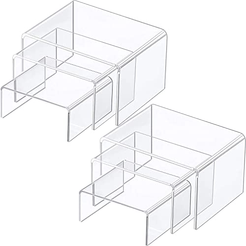 2 Sets Klare Acryl Display Risers, Schmuck Display Riser Shelf Showcase Leuchten (3 Größen B) von Chuangdi