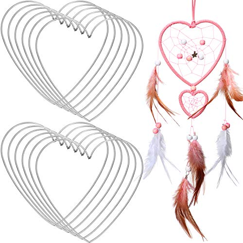 Chuangdi 12 Stücke Herz Metall Traumfänger Traumfänger Ringe Herzförmig Traumfänger Ringe Makramee Hoop Ringe für Muttertag Geburtstag Valentinstag Hochzeit DIY Handwerk Wandbehang Dekor(8 Zoll) von Chuangdi