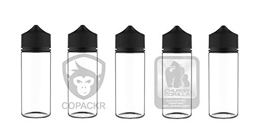 Chubby Gorilla V3 5 x 120ml PET-Flaschen - Einhornflasche - Flasche für E-Liquid - Tropfflaschen (klare Flasche mit Schwarz, 120 ml) von Chubby Gorilla