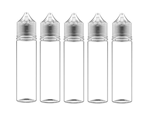 Chubby Gorilla V3 5 x 60ml PET-Flaschen - Einhorn-Flasche - Flasche für E-Liquid - Tropfflaschen (klare Flasche mit transparentem Deckel, 60 ml) von Chubby Gorilla