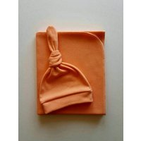 Pfirsich Bio-Swaddle Decke & Hut Set. Neugeborene Mädchen Set Mit Nach Hause Nehmen. Bio Baby Geschenk Zur Dusche. Neugeborenen Foto Prop von ChubbyCheekbabies