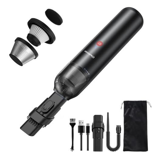 Chuboor 16000Pa Mini Staubsauger,Handstaubsauger Akku,Handstaubsauger Auto Mini Staubsauger 6 in 1 Multifunktion 25 Min Aufladbar mit Luftgebläse/Inflator/Pumpe für Zuhause Auto Outdoor von Chuboor