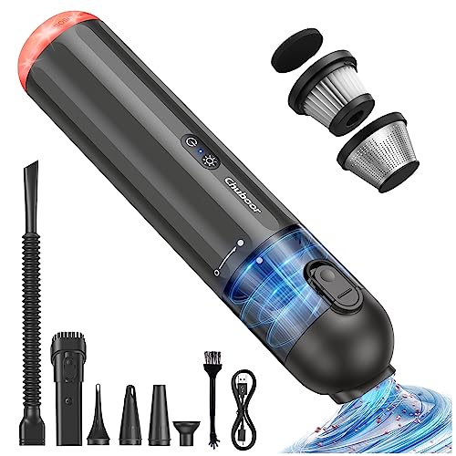 Chuboor Handstaubsauger Kabellos, Handstaubsauger Auto 14000Pa Mini Staubsauger 6 in 1 Multifunktion 25 Min Aufladbar mit Luftgebläse/Inflator/Pumpe/LED und SOS-Licht für Zuhause Auto Outdoor - P13B von Chuboor