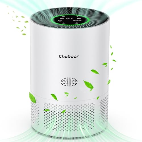 Chuboor Luftreiniger Allergiker, HEPA Luftfilter gegen Schimmel, Staub und Tierhaare 185m³/h CADR für Schlafzimmer bis zu 40m², Luftqualitätsanzeige, Auto-Modus, 3 Geschwindigkeiten, 25dB von Chuboor