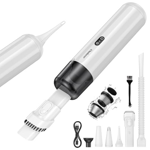 Chuboor Mini Staubsauger Handstaubsauger akku, 15000Pa Leistungsstarker Akku Handstaubsauger Hohe Leistung Mini Staubsauger 6 in 1 mit Luftgebläse/Inflator/Pumpe/LED und SOS-Licht von Chuboor