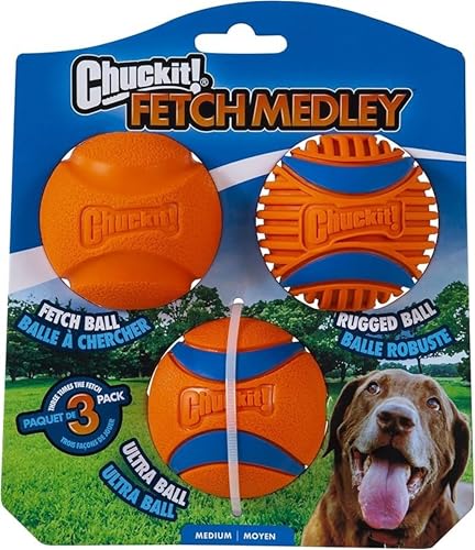 Chuckit! Fetch Medley Gen. 3 Gummibälle, Ultra Ball, Fetch Ball, Rugged Ballwerfer, kompatibles Kauspielzeug, Medium, 3 Stück Chuckit! Fetch Medley Gen. 3 Gummibälle, Ultra Ball, Fetch Ball, Rugged Ballwerfer, kompatibles Kauspielzeug, Medium, 3 Stück von Chuckit!