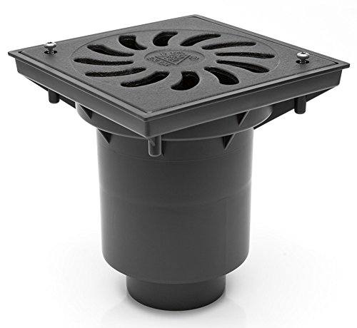MCH Hofablauf-Kellerablauf-Kanalschacht mit Kunststoffrost - Belastung bis 1500 kg- 245x245 mm - (328 P-z) von MCH