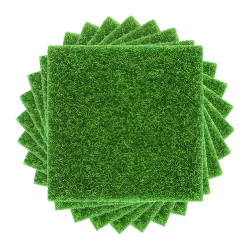 Chudian 8 Stück Künstliche Rasen Miniatur Garten Verzierung DIY Mikro Landschaft Dekoration Pflanze Rasen 15x15cm von Chudian