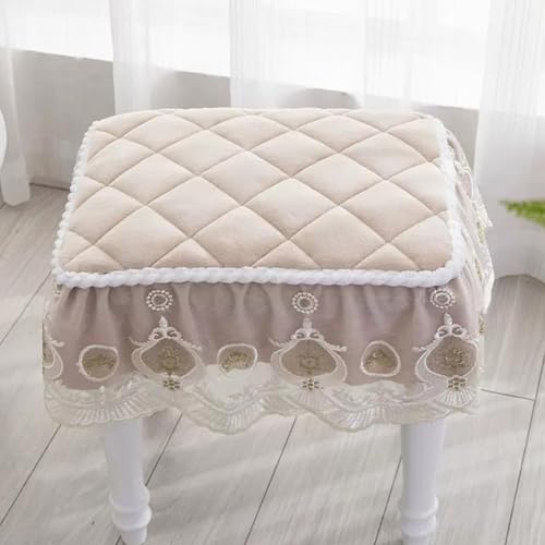 Chukamalilayi Rutschfester Klavierhocker-Bezug, waschbar, rechteckig, staubdicht, passgenau, Sitzbezug für europäisches Zuhause, 38 x 58 cm (Lace-Beige, 38 x 58 cm) von Chukamalilayi