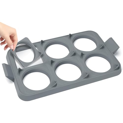 Chulovs 7-Stück Griddle Egg Ring Tray, Antihaft-Lebensmittelqualität Silikon, abnehmbare Ringe, leicht zu reinigen Egg Ring Formen, perfekt zum Kochen (Grau) von Chulovs