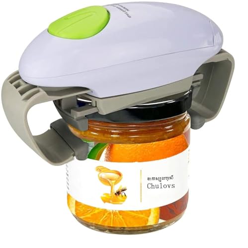 Chulovs Elektrischer Dosenöffner, Küchenhelfer, robust, automatischer Dosenöffner für neue versiegelte Gläser, freihändiger Dosenöffner mit weniger Aufwand beim Öffnen (Weiß) von Chulovs