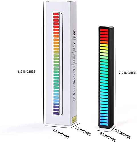 Chulovs RGB-Sprachaktivierte Pickup-Rhythmus-Licht, 32-Bit-Music-Level-Anzeige Aluminium-Anzeige Sound Bar-Sprach-Ton-Steuerung Audio-Spektrum RGB-Licht-Licht-Indikator Auto-Desktop (Silber) von Chulovs