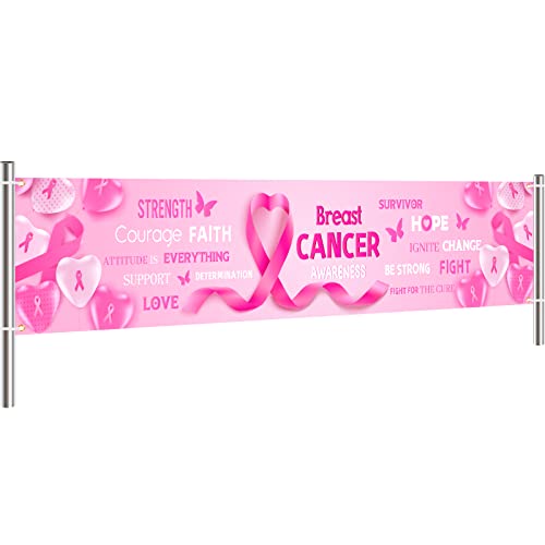 Brustkrebs-Bewusstseins-Banner horizontales rosa Band Partydekorationen Hoffnung Stärke Mut Glaube Brustkrebs Hintergrund für Frauen Mädchen Brustkrebs Wohltätigkeitsorganisationen Versammlung Hof Rasen Garten von Chumia