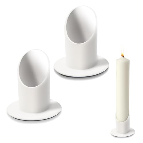 Chumix 2 Stück Kerzenhalter Kommunionkerze Metall | 4 cm ø | Kommunion Kerzenständer Weiß mit Rundem Sockel, Taufkerzenständer für Taufkerze, Kommunionkerze, Traukerze von Chumix