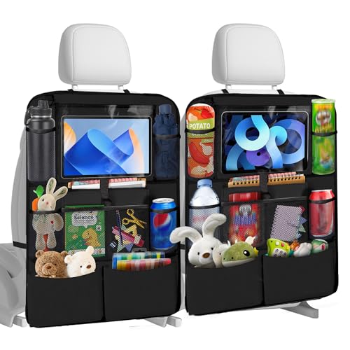 Chumix 2 Stück Auto Organizer Kinder, Autositz Organizer Wasserdichtes Oxford Tuch, Verhindern Kick Organizer Auto Rücksitz Kinder, mit 10-Zoll Tablet und 10 Taschen, Schwarz von Chumix