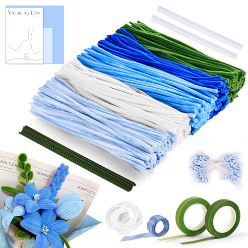 Chumix Pfeifenputzer Zum Basteln Blumen, 500 Stück Pfeifenreiniger Blumen Set Zur Blau Tulip Bouquet, DIY Pipe Cleaner Flower Set für Geburtstage, Muttertag, Thanksgiving-Geschenk Chumix Pfeifenputzer Zum Basteln Blumen, 500 Stück Pfeifenreiniger Blumen Set Zur Blau Tulip Bouquet, DIY Pipe Cleaner Flower Set für Geburtstage, Muttertag, Thanksgiving-Geschenk von Chumix