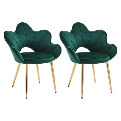 Chummaven Relaxsessel 2er-Set mit Armlehnen, Blumen-Rückenlehne und goldenen Metallbeinen, Moderner Loungesessel für Wohnzimmer, Essbereich und Schlafzimmer,Grün von Chummaven