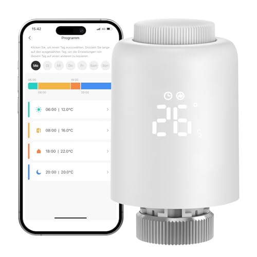 ChunHee Smart Tuya Heizkörperthermostat Zigbee WLAN Heizungsthermostat Kompatibel Mobile Tuya APP Einstellen der Temperatur Spart Heizkosten (Benötigt Zigbee 3.0 Hub) von ChunHee