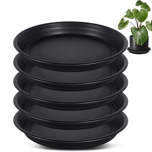 Chuner 5X Blumentopf Untersetzer Ø 32.5cm, Pflanzen Untersetzer Farbe Anthrazit Kunststoff Blumenuntersetzer Blumentopfuntersetzer passend zu Ø 26cm Blumentöpfen von Chuner