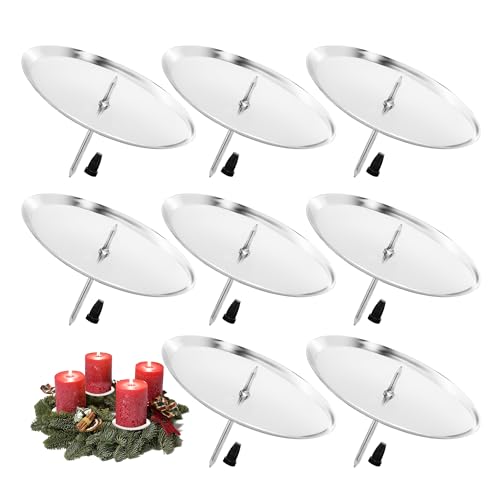 Chuner 8 STK Adventskranz Kerzenhalter Metall Kerzenständer mit Dorn- Ø 8 cm, für DIY Adventskranz Deko, Advent Weihnachten Kerzenteller, Adventskerzenhalter- Silber Chuner 8 STK Adventskranz Kerzenhalter Metall Kerzenständer mit Dorn- Ø 8 cm, für DIY Adventskranz Deko, Advent Weihnachten Kerzenteller, Adventskerzenhalter- Silber von Chuner