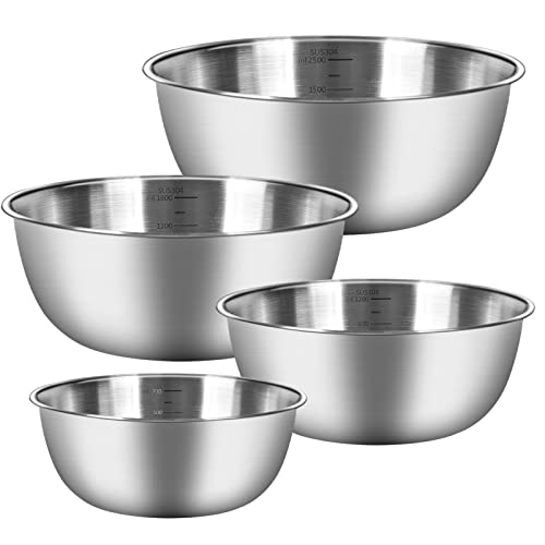 Chuner Rührschüssel 4er-Set Edelstahl Schüssel Set, 4 Größen von Schüsseln - 0.7 L/ 1.2 L/ 1.8 L/ 2.5 L, Spülmaschinenfest Salatschüsseln, Snackschalen und Schüsseln Chuner Rührschüssel 4er-Set Edelstahl Schüssel Set, 4 Größen von Schüsseln - 0.7 L/ 1.2 L/ 1.8 L/ 2.5 L, Spülmaschinenfest Salatschüsseln, Snackschalen und Schüsseln von Chuner